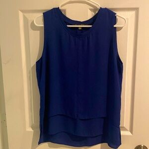 Rose & Olive sleeveless top double layer staggered length M blue